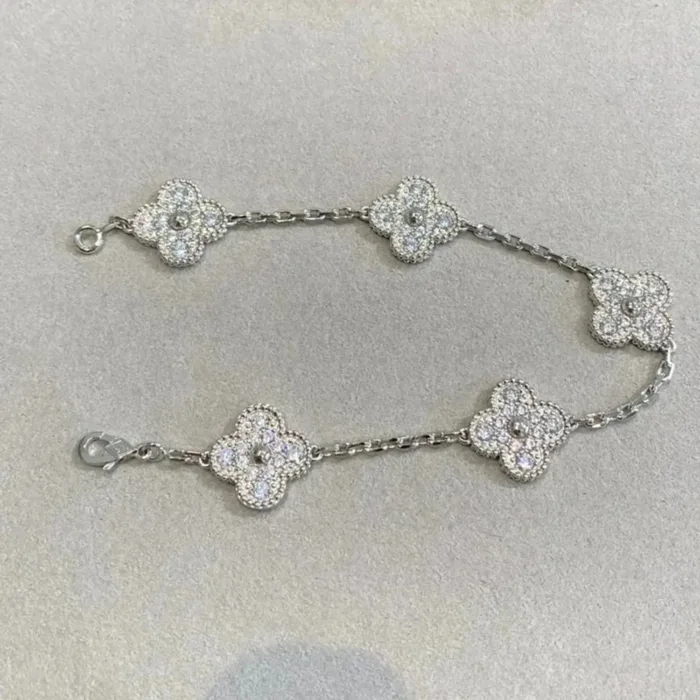 【Valleron Jewelry】CLOVER 5 MOTIFS  DIAMOND BRACELET SILVER - Image 2