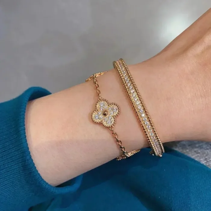 【Valleron Jewelry】CLOVER 5 MOTIFS  FULL DIAMOND BRACELET - Image 7