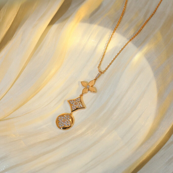 【Valleron Jewelry】STAR AND SUN DIAMOND PINK GOLD NECKLACE - Image 4