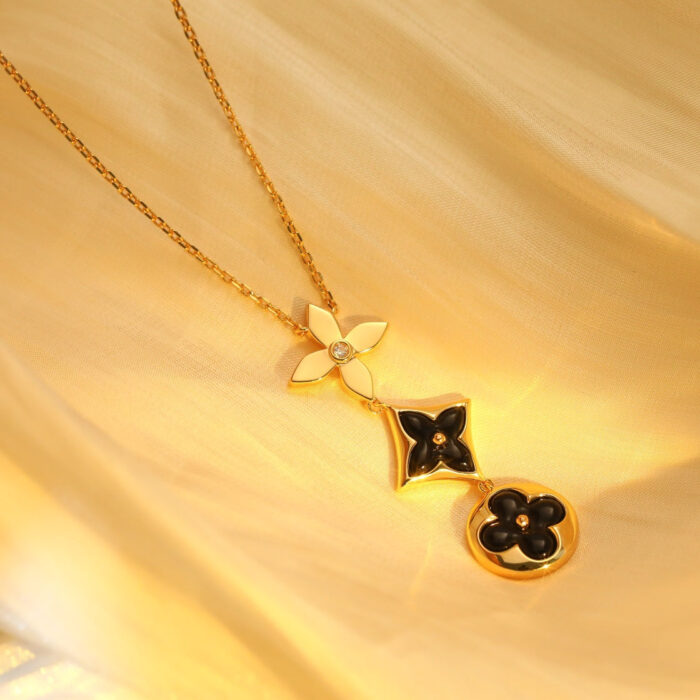 【Valleron Jewelry】STAR AND SUN ONYX PINK GOLD NECKLACE - Image 5