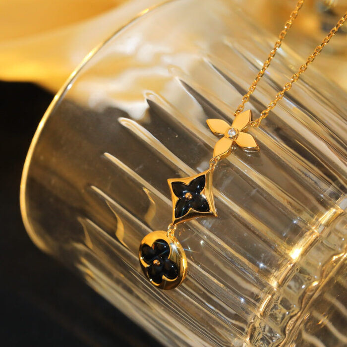 【Valleron Jewelry】STAR AND SUN ONYX PINK GOLD NECKLACE - Image 6