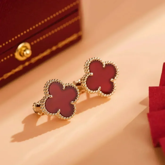 【Valeron Jewelry】CLOVER MEDIUM 1 MOTIFS CARNELIAN  EARRINGS - Image 3