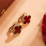 【Valeron Jewelry】CLOVER MEDIUM 1 MOTIFS CARNELIAN  EARRINGS - Image 5