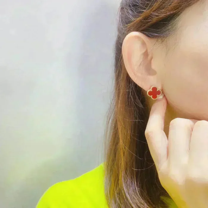 【Valeron Jewelry】CLOVER MEDIUM 1 MOTIFS CARNELIAN  EARRINGS - Image 7