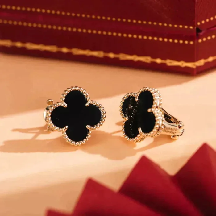 【Valeron Jewelry】CLOVER MEDIUM 1 MOTIFS  ONYX STUD EARRINGS - Image 10
