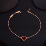 【Valeron Jewelry】HEART CARNELIAN PINK GOLD BRACELET