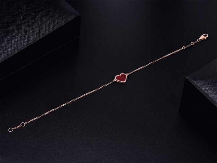 【Valeron Jewelry】HEART CARNELIAN PINK GOLD BRACELET - Image 5