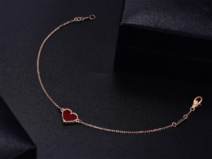【Valeron Jewelry】HEART CARNELIAN PINK GOLD BRACELET - Image 6