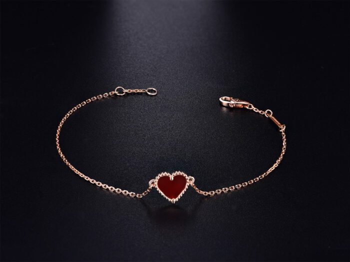 【Valeron Jewelry】HEART CARNELIAN PINK GOLD BRACELET - Image 7