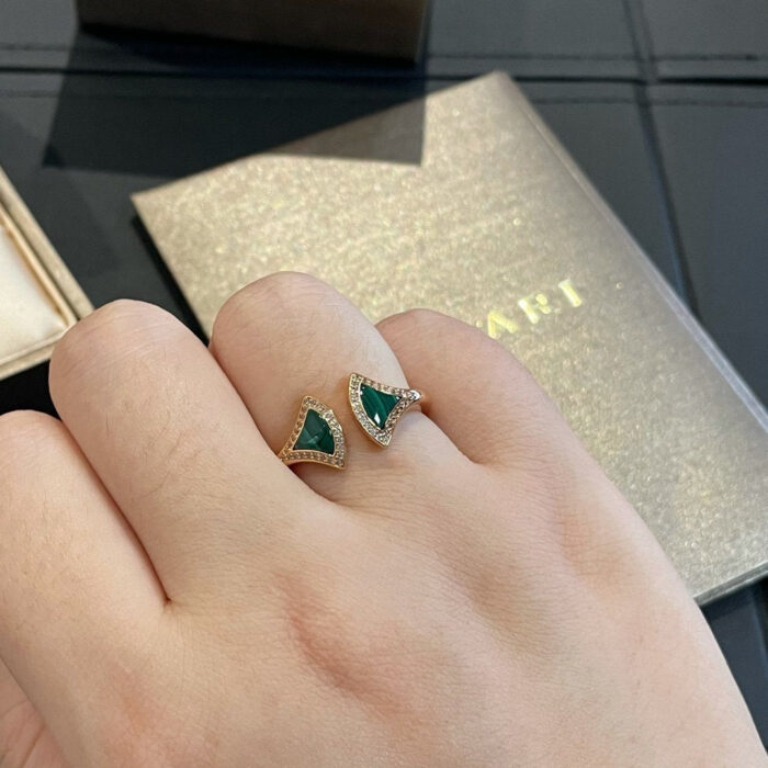 【Valeron Jewelry】DREAM MALACHITE DIAMOND OPEN RING - Image 6