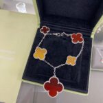 【Valerone Jewelry】CLOVER 5 MOTIFS SIVLER CARNELIAN TIGER EYE BRACELET - Image 2