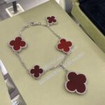 【Valerone Jewelry】CLOVER 5 MOTIFS SIVLER CARNELIAN BRACELET