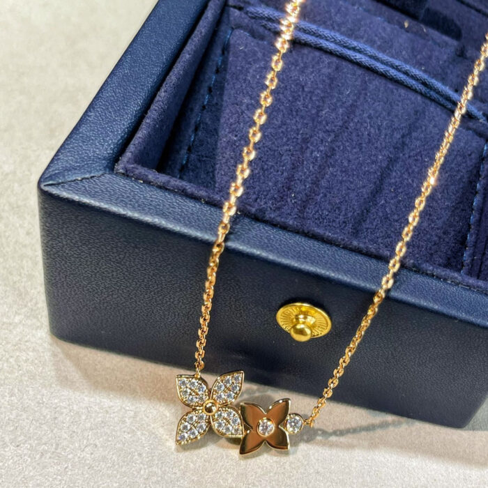 【Valerone Jewelry】STAR BLOSSOM NECKLACE PINK GOLD DIAMONDS - Image 1
