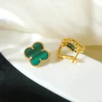 【Valeron Jewelry】CLOVER MEDIUM 1 MOTIFS MALACHITE  EARRINGS - Image 10