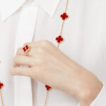 【Valeron Jewelry】CLOVER CARNELIAN RING ROSE GOLD DIAMOND - Image 3