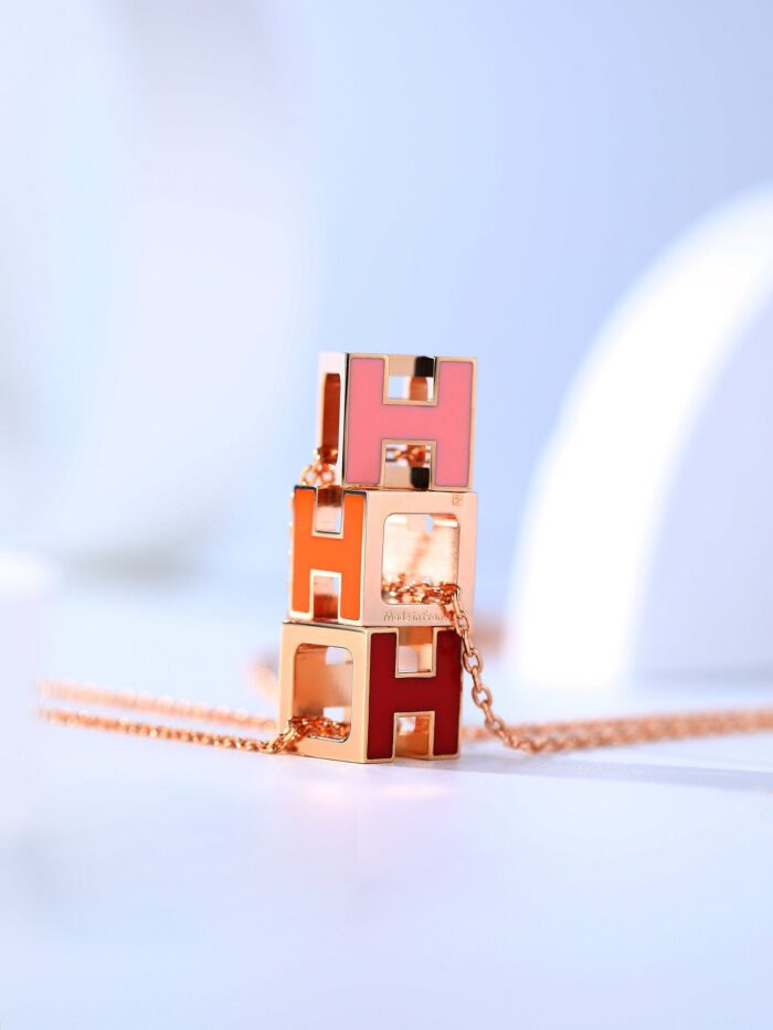 【Valleron Jewelry】H CAGE PINK GOLD NECKLACE - Image 7