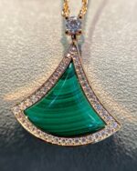 【Valerone Jewelry】DREAM MALACHITE DIAMOND PAVED PINK GOLD NECKLACE - Image 5