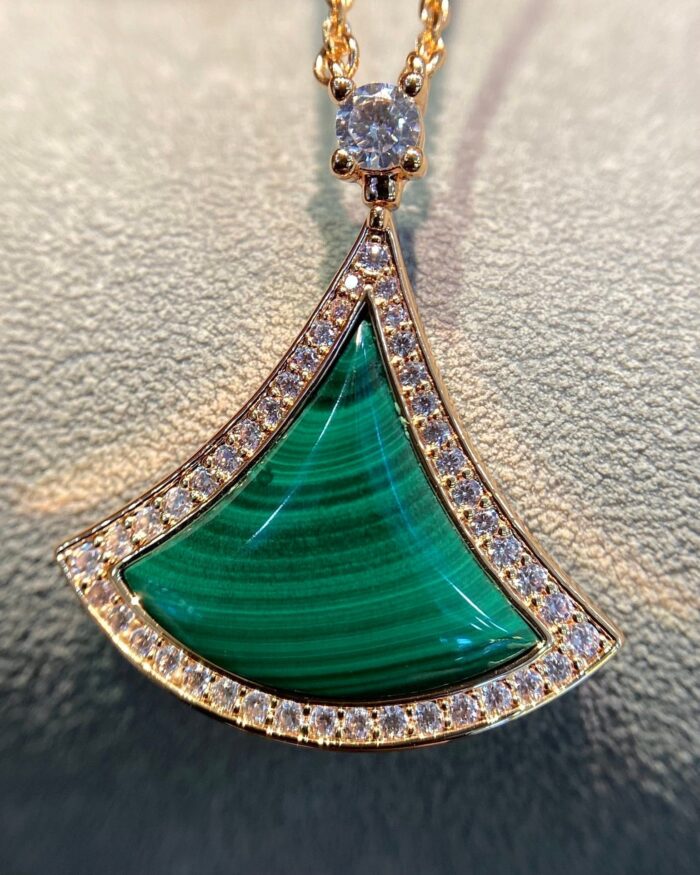 【Valerone Jewelry】DREAM MALACHITE DIAMOND PAVED PINK GOLD NECKLACE - Image 5