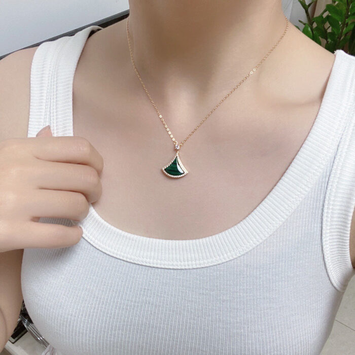 【Valerone Jewelry】DREAM MALACHITE DIAMOND PAVED PINK GOLD NECKLACE - Image 8