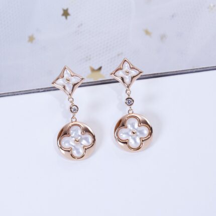 【Valeron Jewelry】STAR AND SUN PINK GOLD MOP DROP EARRINGS