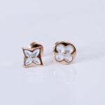 【Valeron Jewelry】STAR AND SUN PINK GOLD MOP STUD EARRINGS