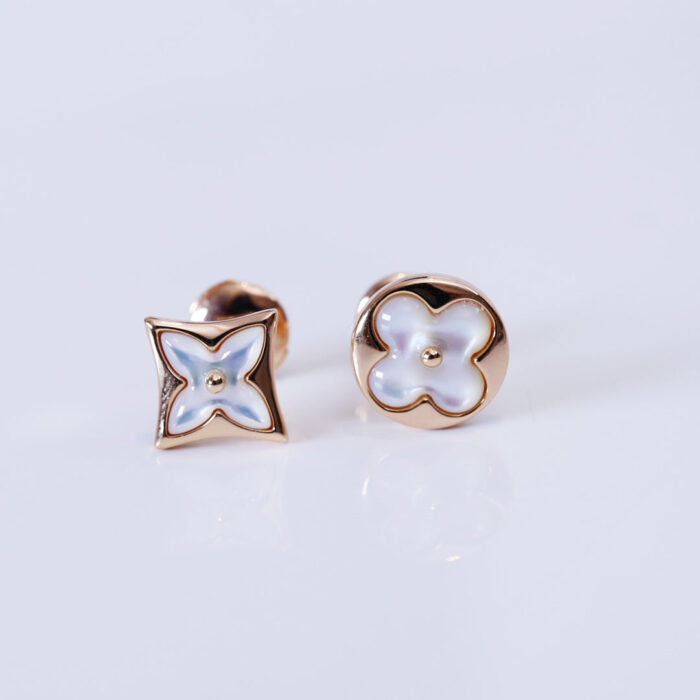 【Valeron Jewelry】STAR AND SUN PINK GOLD MOP STUD EARRINGS - Image 1