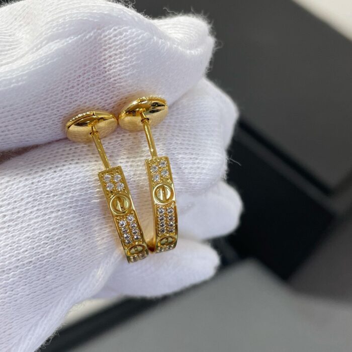 【Valeron Jewelry】LOVE DIAMOND GOLD HOOP EARRINGS - Image 2