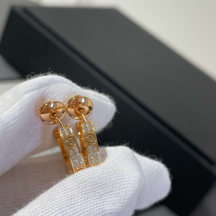 【Valeron Jewelry】LOVE DIAMOND PINK GOLD HOOP EARRINGS - Image 6