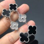 【Valeron Jewelry】CLOVER 3 MOTIF DIAMOND ONYX SILVER EARRINGS