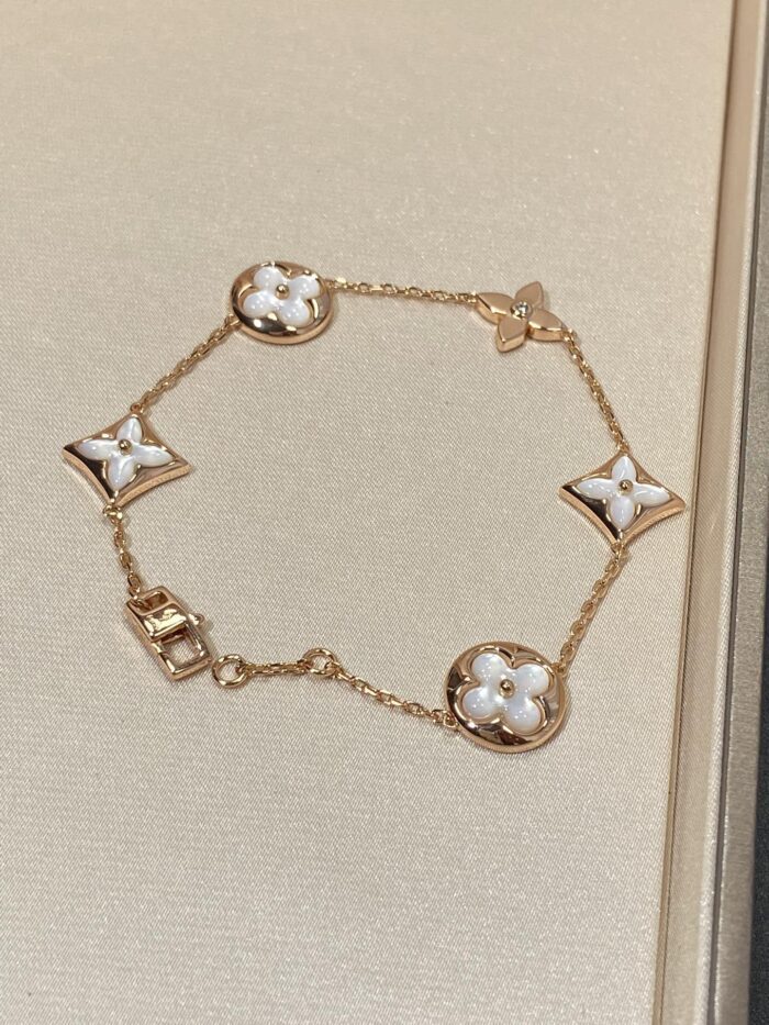【Valeron Jewelry】STAR AND SUN 5 MOTIF MOP PINK GOLD BRACELET - Image 2
