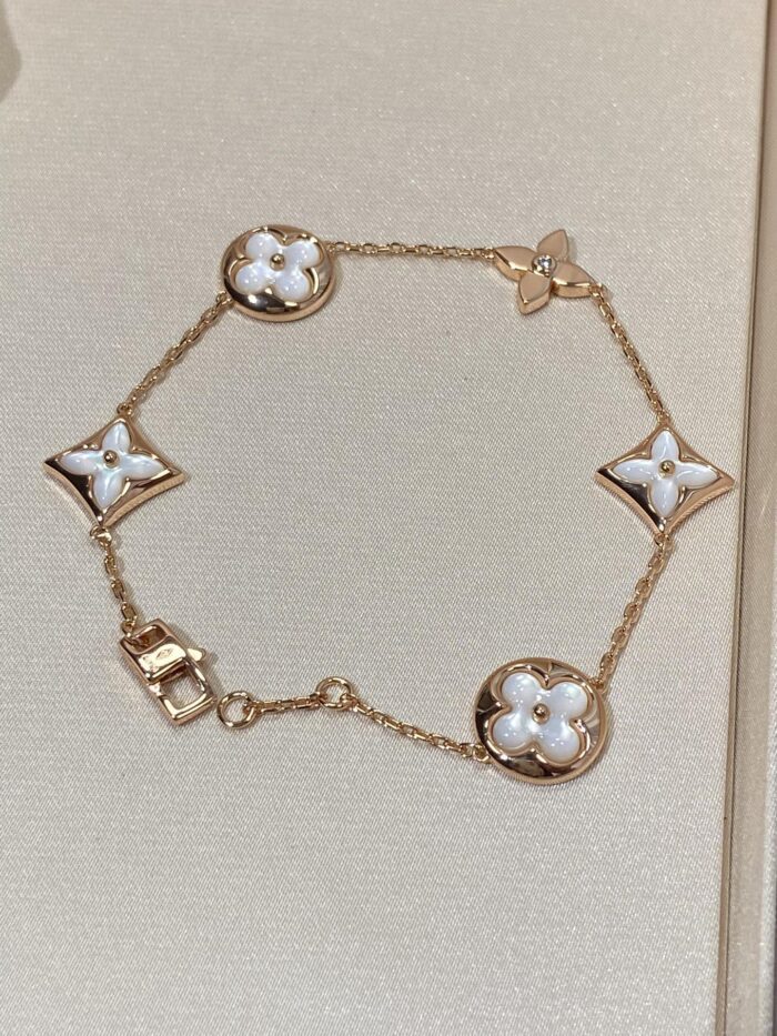 【Valeron Jewelry】STAR AND SUN 5 MOTIF MOP PINK GOLD BRACELET - Image 3
