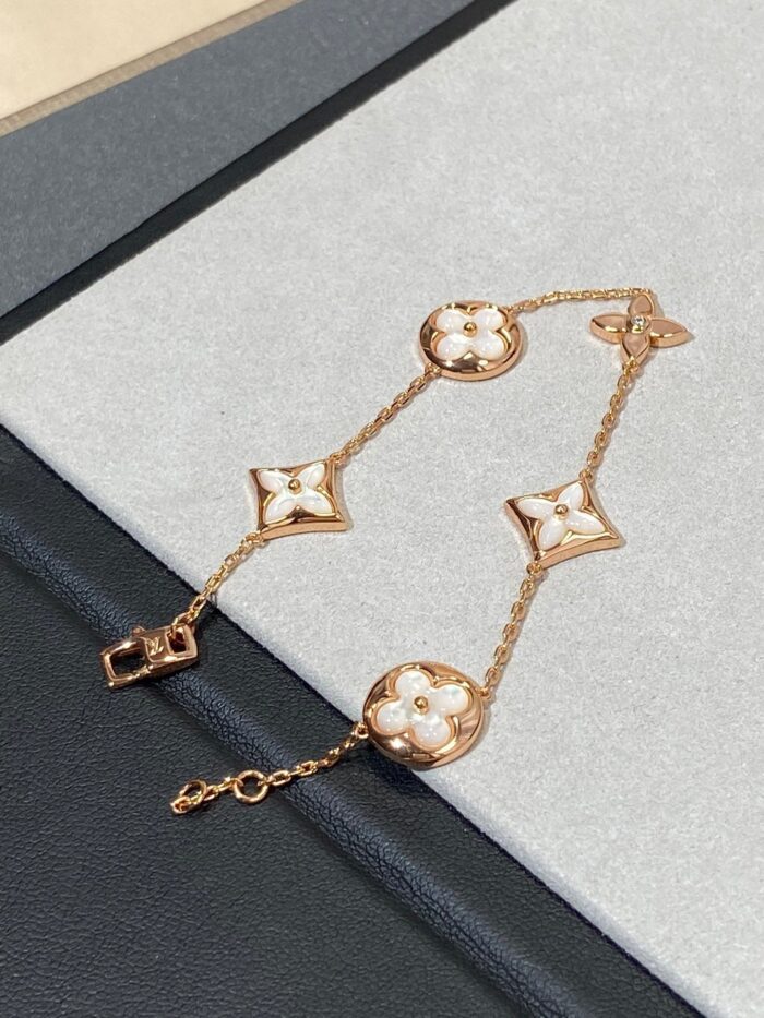 【Valeron Jewelry】STAR AND SUN 5 MOTIF MOP PINK GOLD BRACELET - Image 4