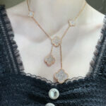 【Valeron Jewelry】CLOVER 6 MOTIF DIAMOND PAVED NECKLACE
