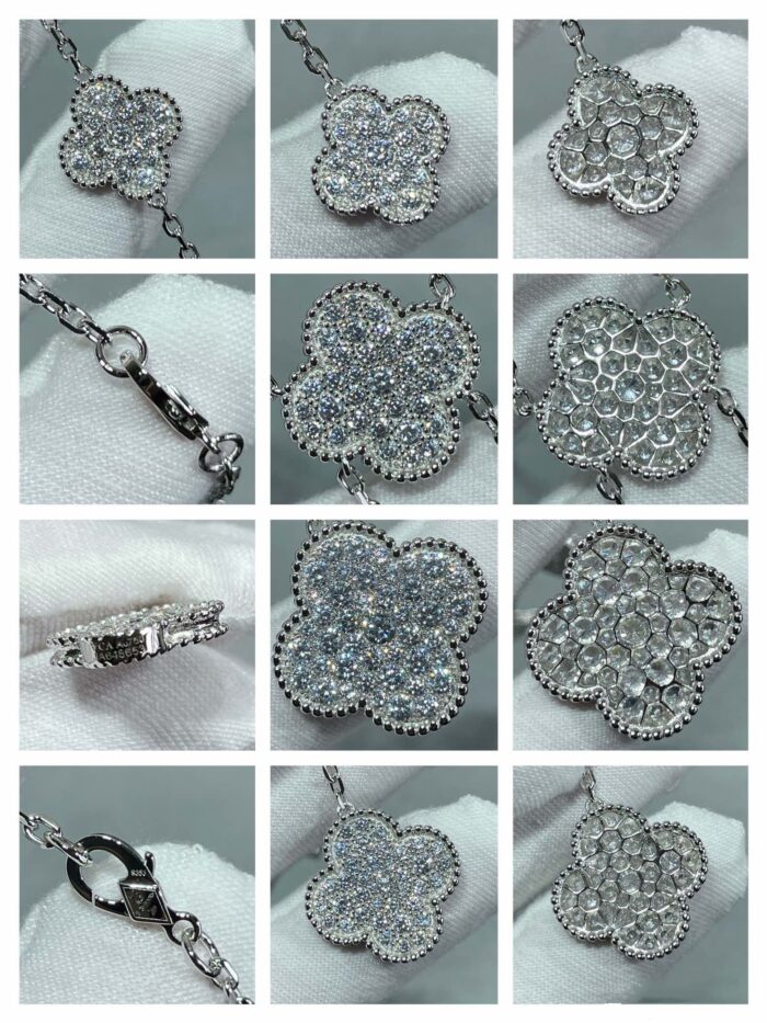 【Valeron Jewelry】CLOVER 6 MOTIF DIAMOND PAVED NECKLACE - Image 3