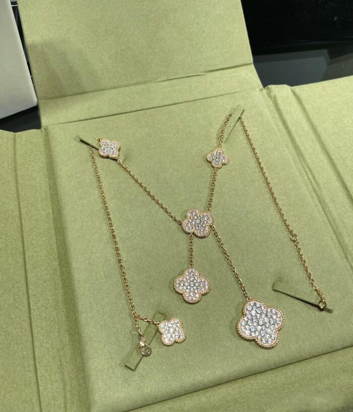 【Valeron Jewelry】CLOVER 6 MOTIF DIAMOND PAVED NECKLACE - Image 7