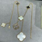 【Valeron Jewelry】CLOVER 6 MOTIF MOP ONYX GOLD NECKLACE