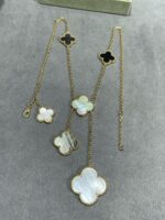 【Valeron Jewelry】CLOVER 6 MOTIF MOP ONYX GOLD NECKLACE - Image 6
