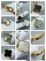【Valeron Jewelry】CLOVER 6 MOTIF MOP ONYX GOLD NECKLACE - Image 9