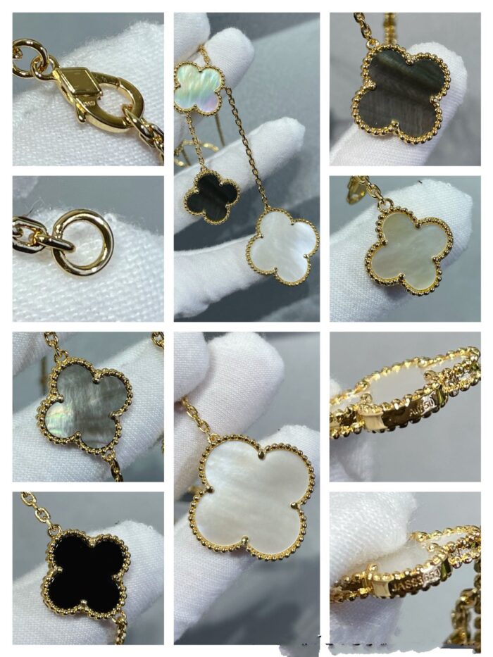 【Valeron Jewelry】CLOVER 6 MOTIF MOP ONYX GOLD NECKLACE - Image 9
