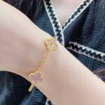 【Valleron Jewelry】CLOVER 5 MOTIF DIAMOND PINK MOP PINK GOLD BRACELET - Image 3