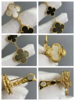 【Valeron Jewelry】CLOVER 3 MOTIF MOP ONYX DARK MOP PINK GOLD EARRINGS - Image 7