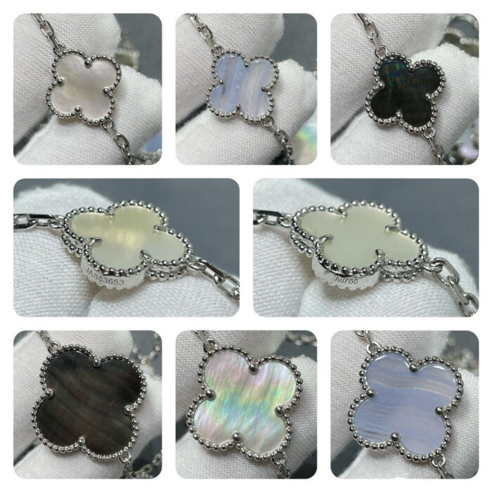 【Valleron Jewelry】CLOVER 16 MOTIF CHALCEDONY MOP SILVER NECKLACE - Image 8