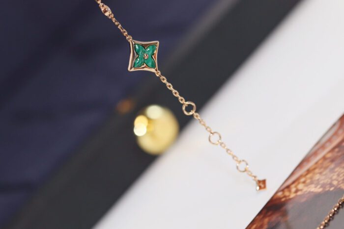 【Valleron Jewelry】STAR AND SUN 4 MOTIF PINK GOLD MALACHITE BRACELET - Image 2
