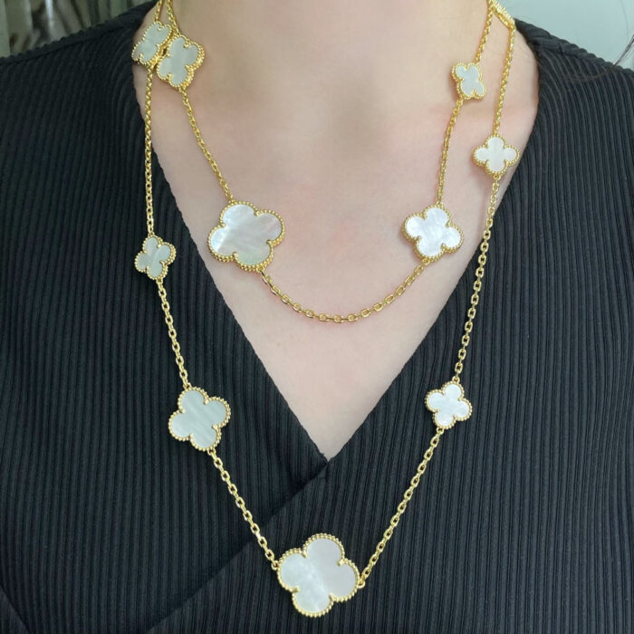 【Valleron Jewelry】CLOVER 16 MOTIF WHITE MOP GOLD NECKLACE - Image 3