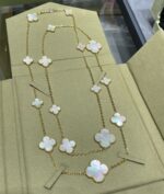 【Valleron Jewelry】CLOVER 16 MOTIF WHITE MOP GOLD NECKLACE - Image 4