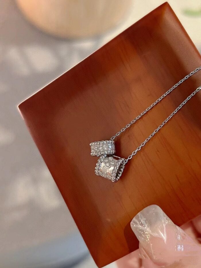 【Valeron Jewelry】PERLEE DOUBLE PENDANT SILVER DIAMOND NECKLACE - Image 4