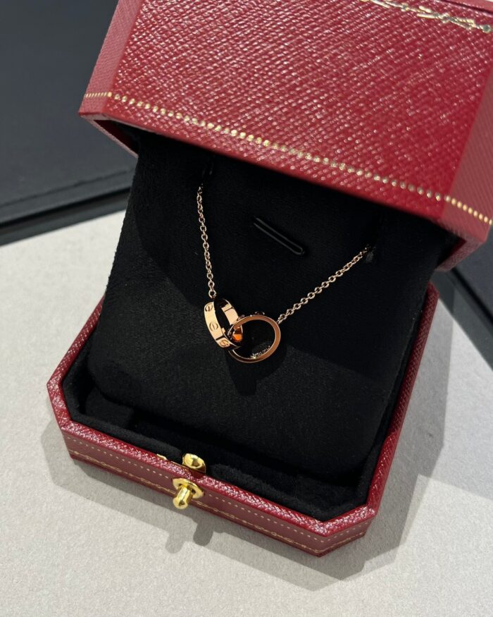 【Valleron Jewelry】LOVE NECKLACE DOUBLE RING PINK GOLD - Image 6