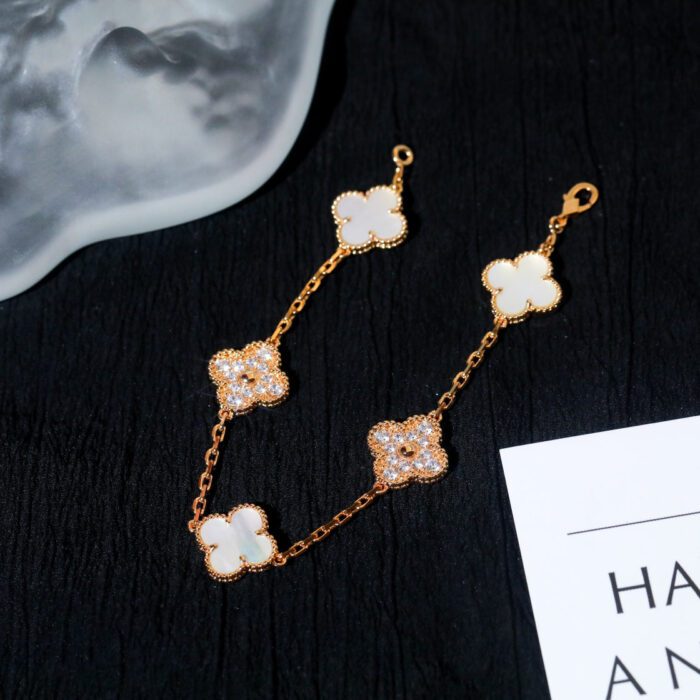【Valleron Jewelry】CLOVER BRACELET 5 MOTIF WHITE MOP DIAMOND - Image 9