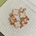 【Valleron Jewelry】CLOVER BRACELET 5 MOTIF WHITE MOP PINK GOLD - Image 3