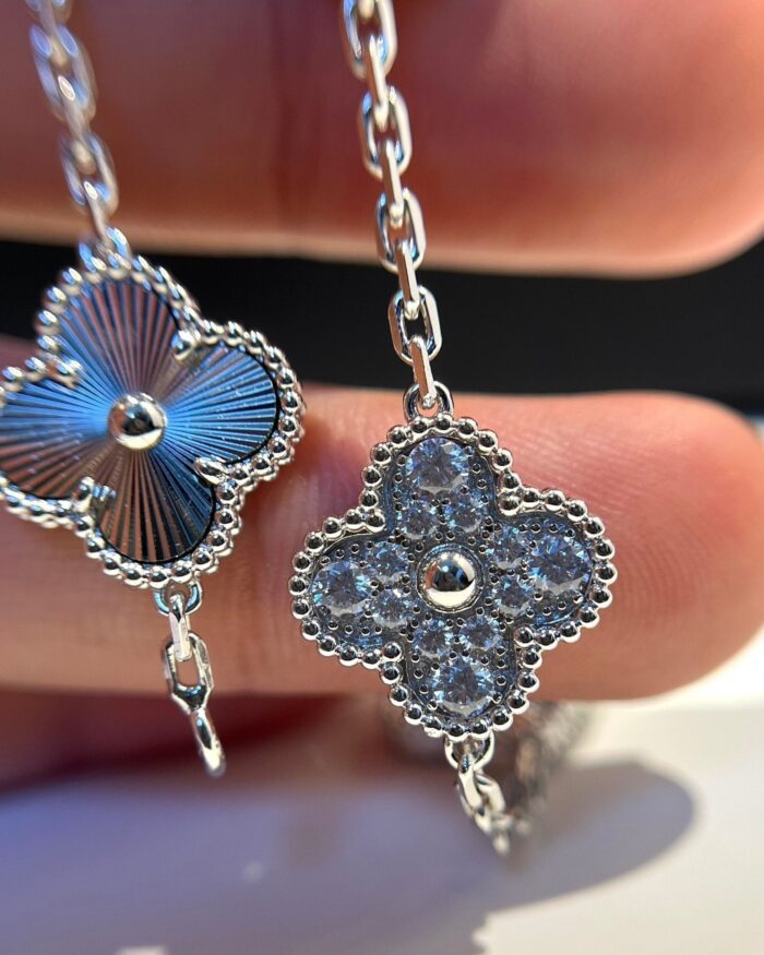 【Valleron Jewelry】CLOVER 5 MOTIF SILVER DIAMOND BRACELET - Image 7